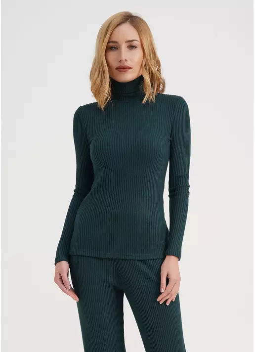 В'язана водолазка в рубчик WARMLY TOUCH 4904/150 ocean (зелений)