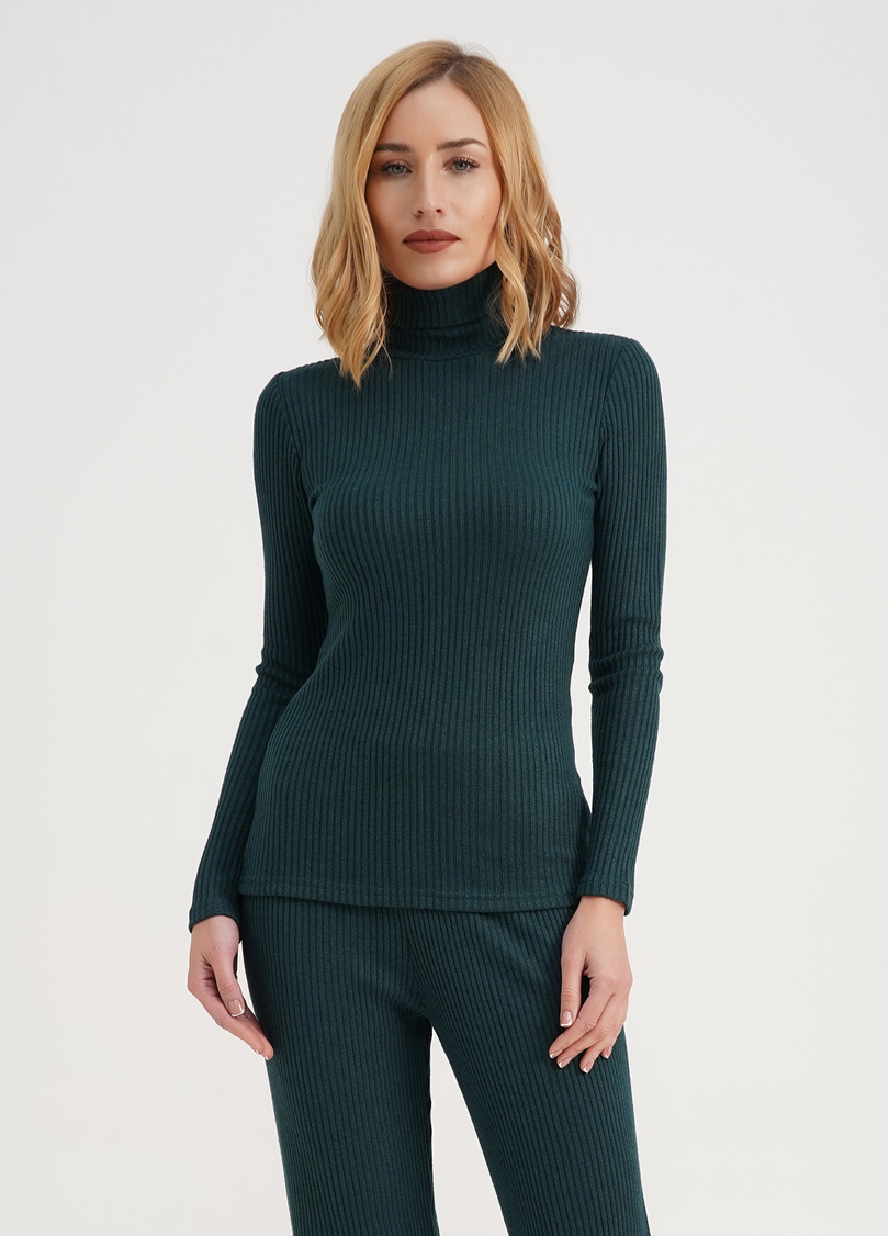 В'язана водолазка в рубчик WARMLY TOUCH 4904/150 ocean (зелений)