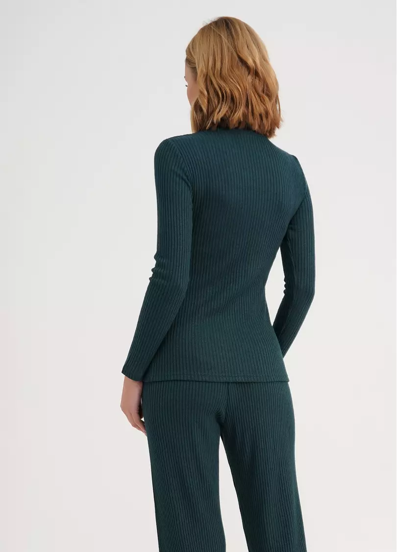 В'язана водолазка в рубчик WARMLY TOUCH 4904/150 ocean (зелений)