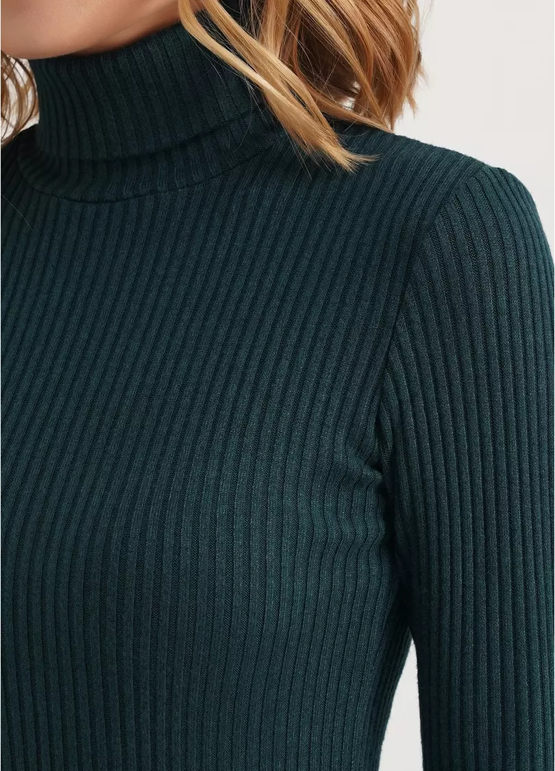 В'язана водолазка в рубчик WARMLY TOUCH 4904/150 ocean (зелений)