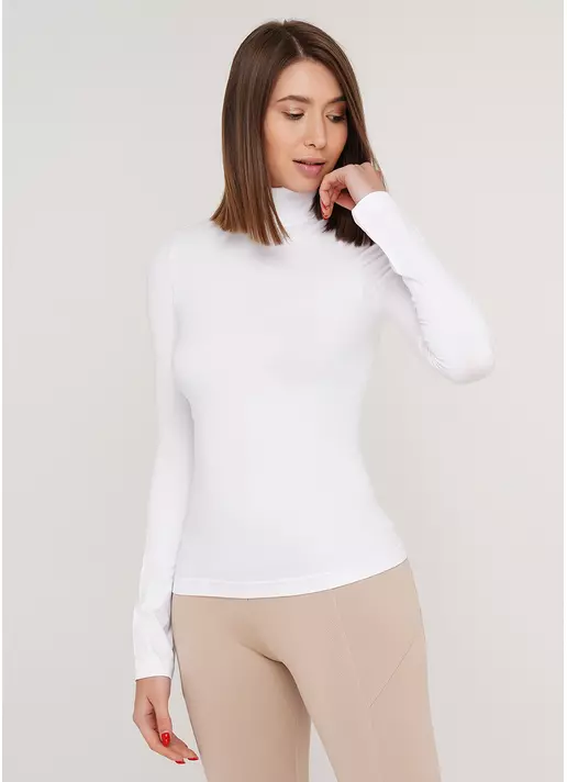 Жіноча безшовна водолазка з високим коміром DOLCEVITA MANICA LUNGA (білий)