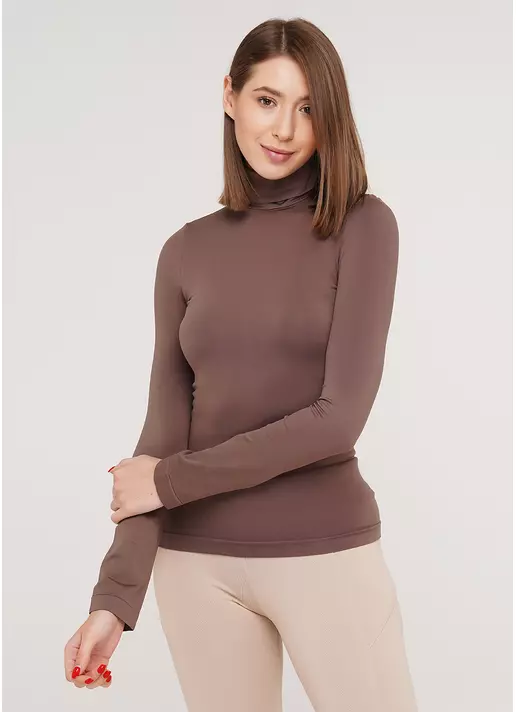 Женская бесшовная водолазка с высоким воротом DOLCEVITA MANICA LUNGA (коричневый)