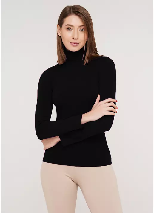 Бесшовная водолазка с высоким воротом DOLCEVITA MANICA LUNGA nero (черный)