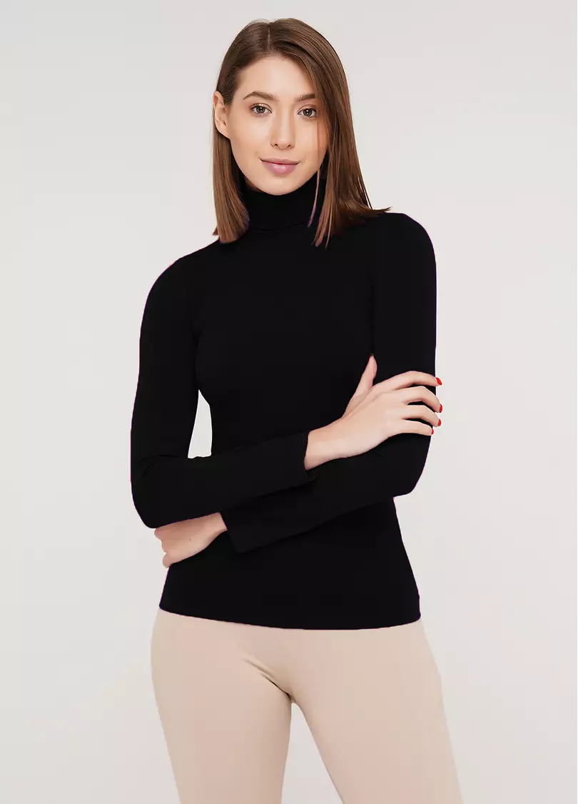 Бесшовная водолазка с высоким воротом DOLCEVITA MANICA LUNGA nero (черный)