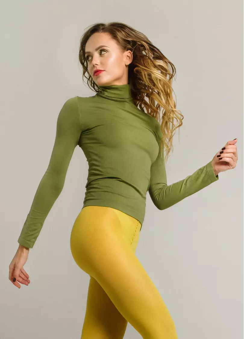 Безшовна водолазка з високим коміром DOLCEVITA MANICA LUNGA olive branch (зелений)