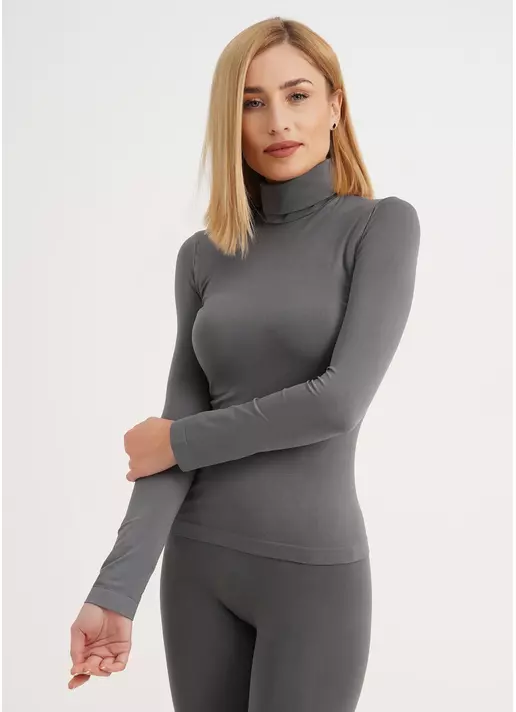 Безшовна водолазка з високим коміром DOLCEVITA MANICA LUNGA poppy seed (сірий)