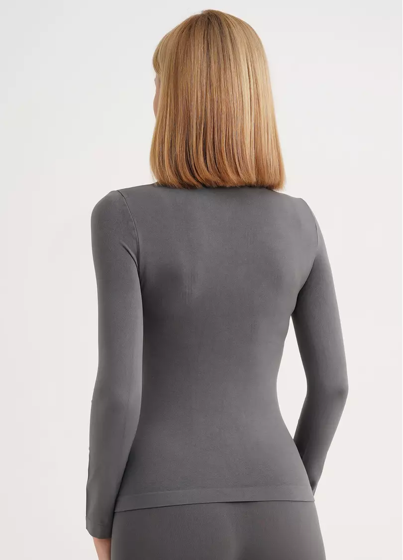 Бесшовная водолазка с высоким воротом DOLCEVITA MANICA LUNGA poppy seed (серый)