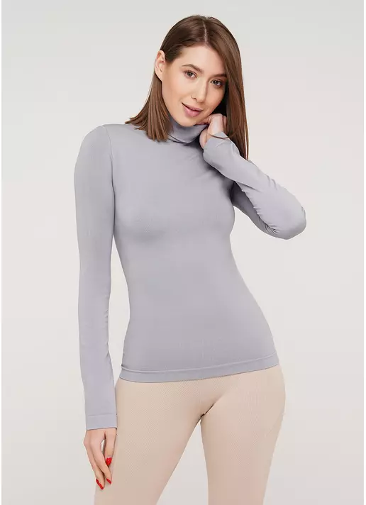 Жіноча безшовна водолазка з високим коміром DOLCEVITA MANICA LUNGA (світло-сірий)