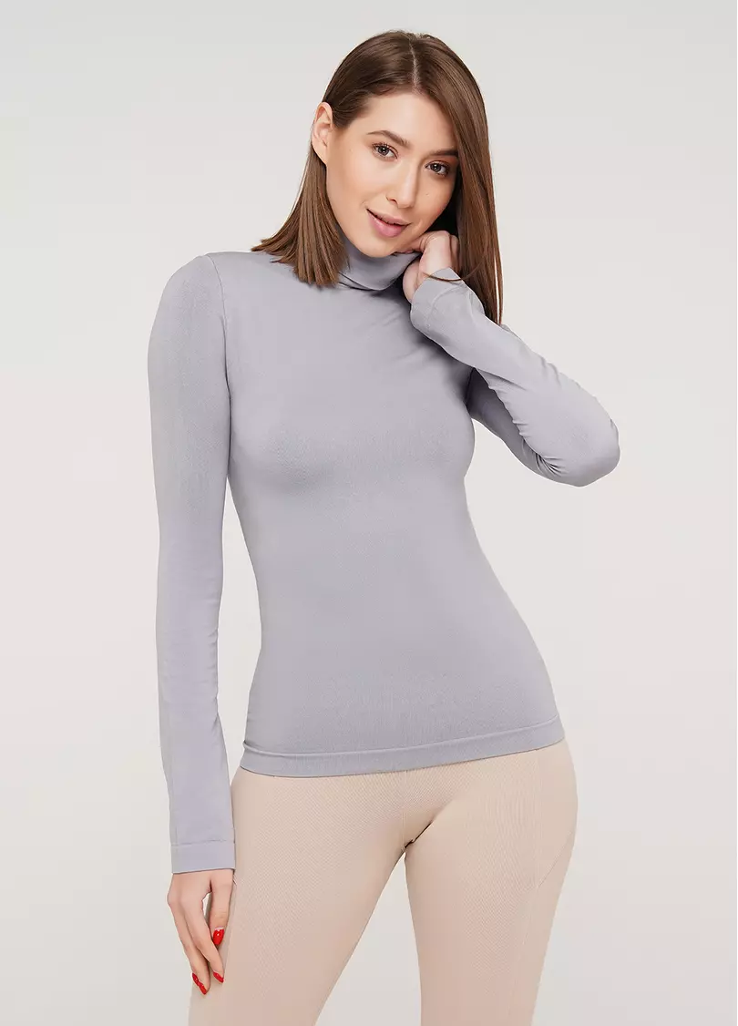 Женская бесшовная водолазка с высоким воротом DOLCEVITA MANICA LUNGA (светло-серый)