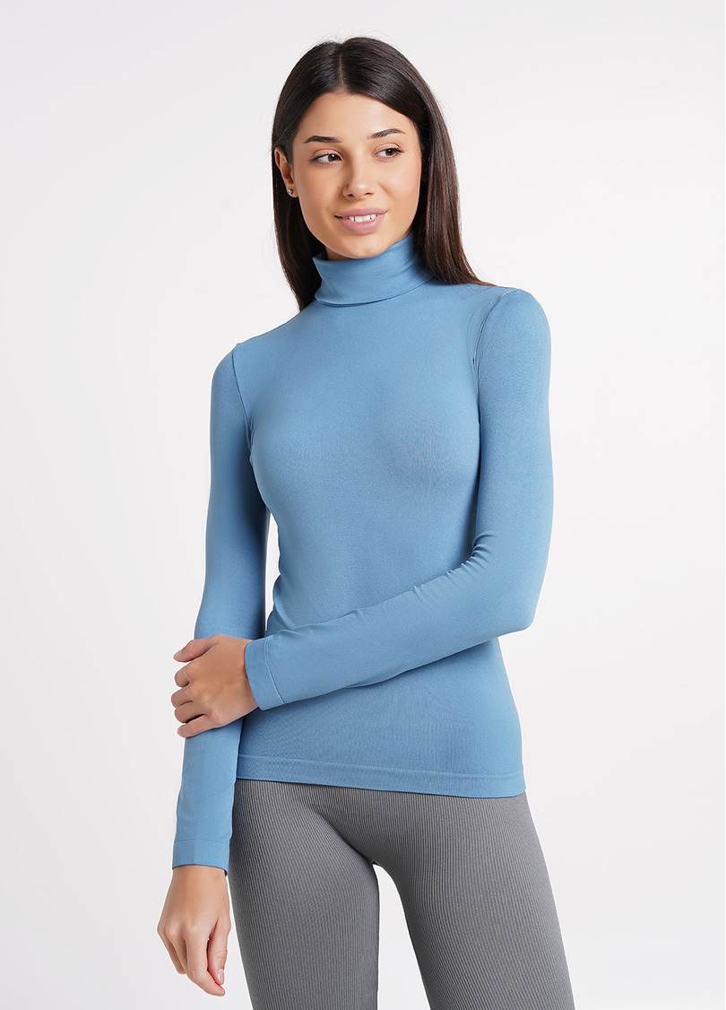 Бесшовная водолазка с высоким воротом DOLCEVITA MANICA LUNGA spring lake (голубой)