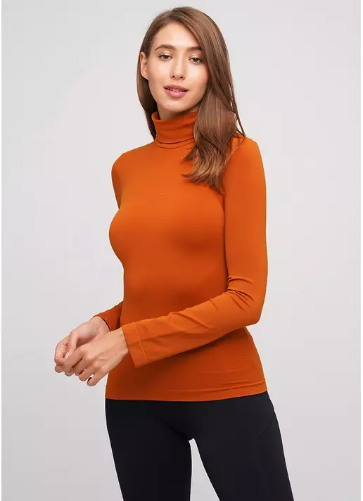 Женская бесшовная водолазка с высоким воротом DOLCEVITA MANICA LUNGA sugar almond (оранжевый)