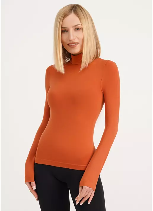 Бесшовный лонгслив с низким воротником LONG SLEEVE NECK burnt sienna (оранжевый) Бесшовный лонгслив с низким воротником LONG SLEEVE NECK burnt sienna (оранжевый)