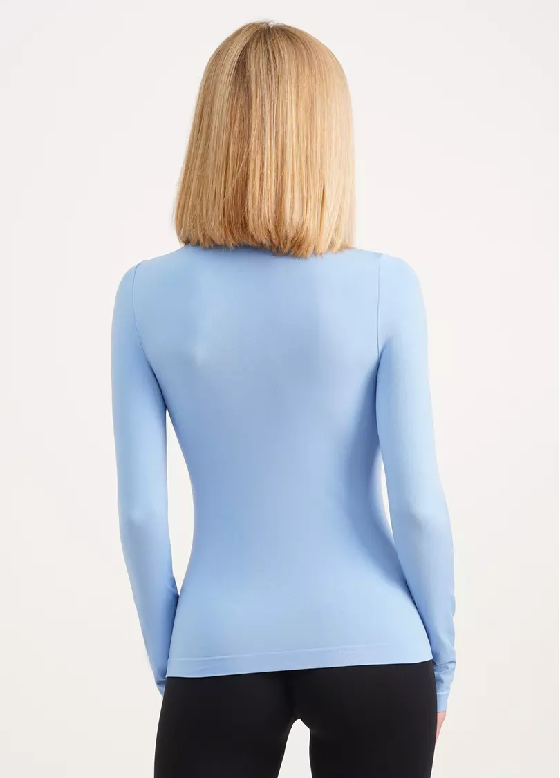 Безшовний лонгслів з низьким коміром LONG SLEEVE NECK lacecap hydrangea (блакитний)