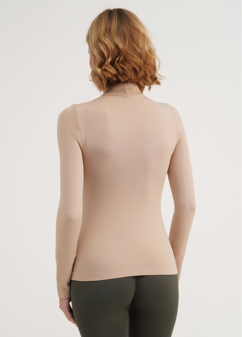 Бесшовный лонгслив с низким воротником LONG SLEEVE NECK naturale (бежевый)