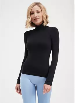 Безшовний лонгслів з низьким коміром LONG SLEEVE NECK nero (чорний)