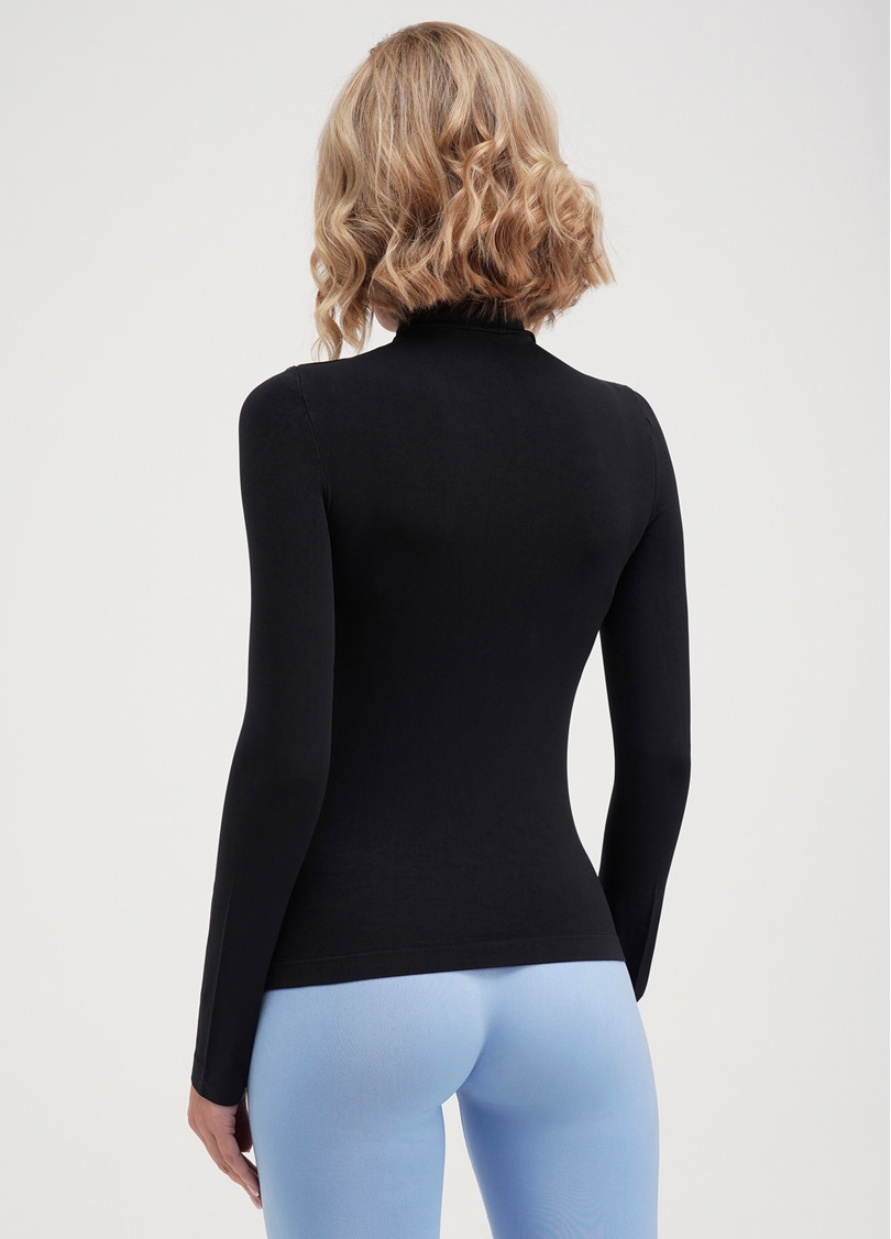 Безшовний лонгслів з низьким коміром LONG SLEEVE NECK nero (чорний)