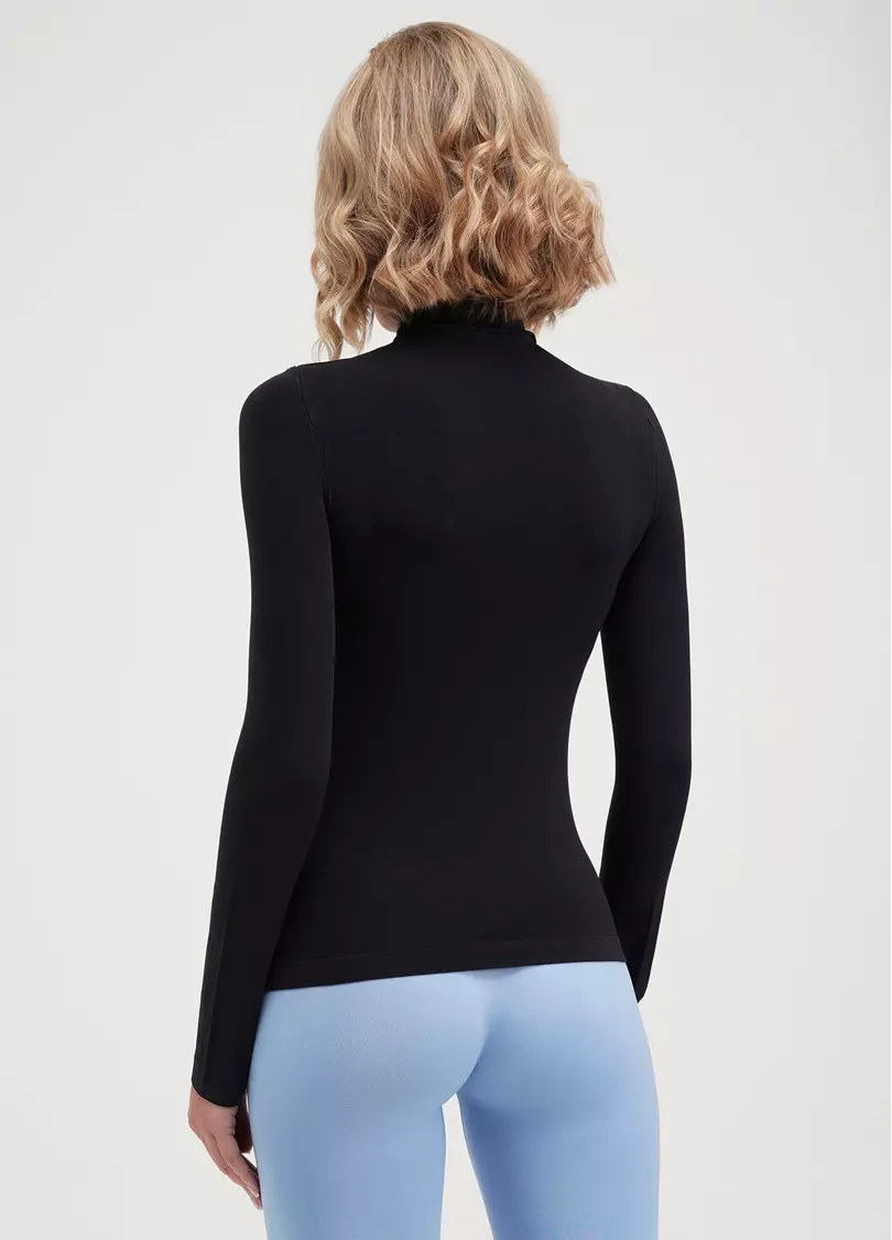 Бесшовный лонгслив с низким воротником LONG SLEEVE NECK nero (черный)