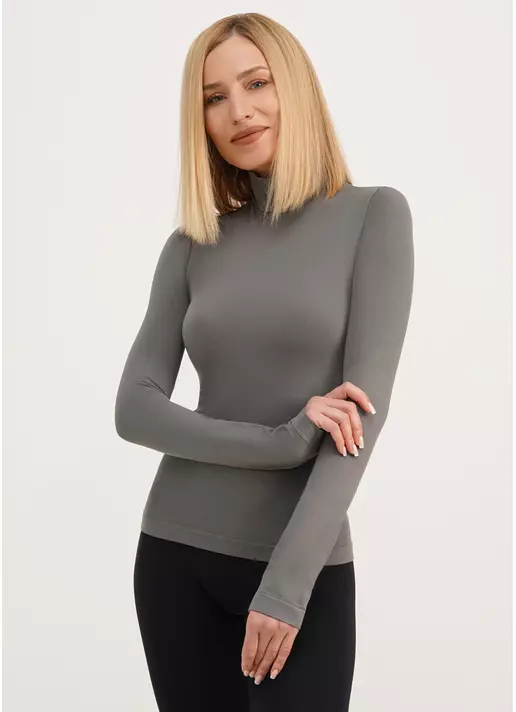 Бесшовный лонгслив с низким воротником LONG SLEEVE NECK poppy seed (серый) Бесшовный лонгслив с низким воротником LONG SLEEVE NECK poppy seed (серый)