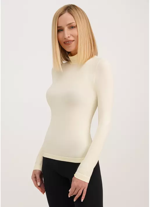 Бесшовный лонгслив с низким воротником LONG SLEEVE NECK vanilla (желтый) Бесшовный лонгслив с низким воротником LONG SLEEVE NECK vanilla (желтый)