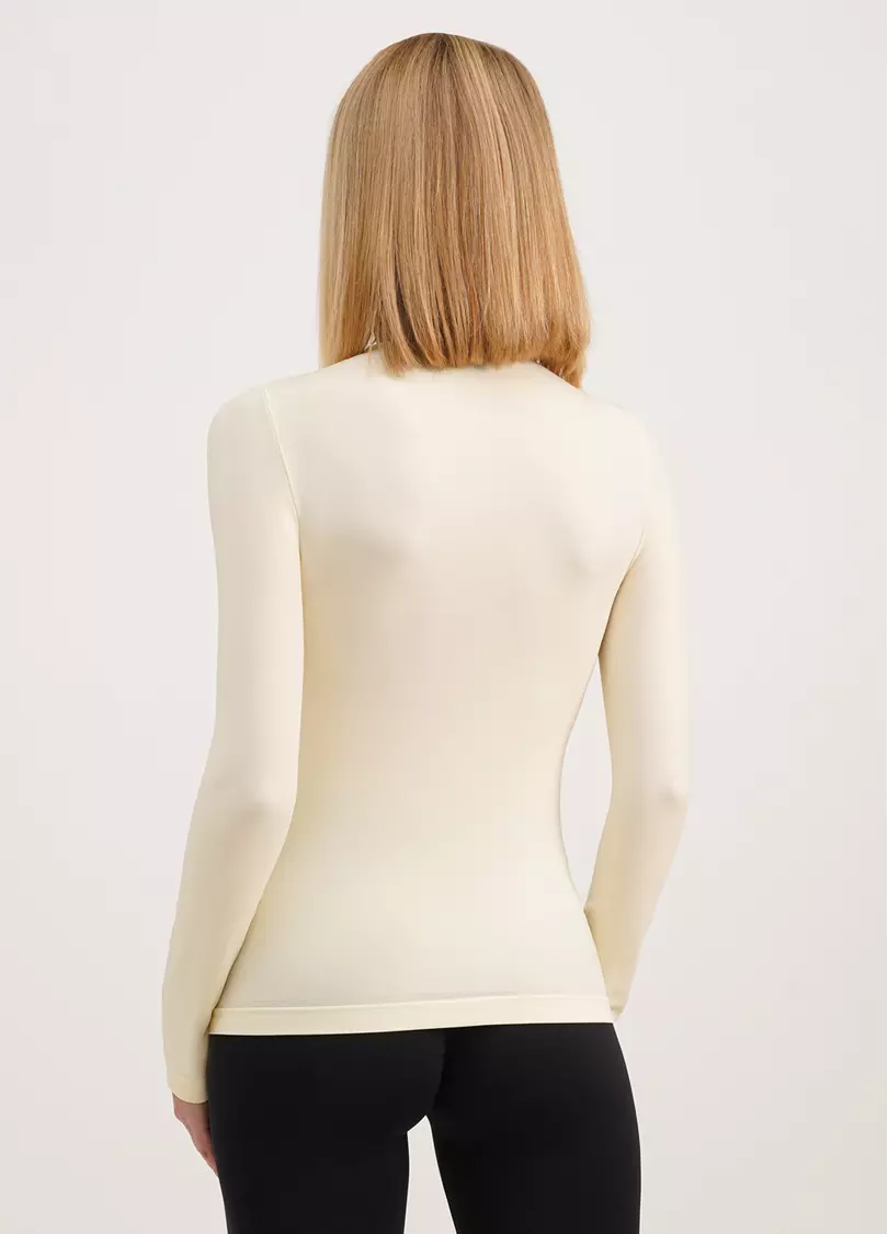 Бесшовный лонгслив с низким воротником LONG SLEEVE NECK vanilla (желтый)