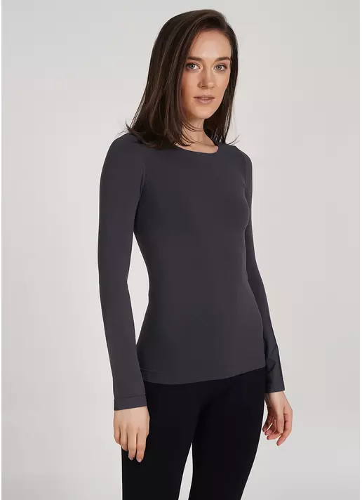 Бесшовный лонгслив с круглым вырезом MAGLIA SCOLLO TONDO MANICA LUNGA ashes (серый)