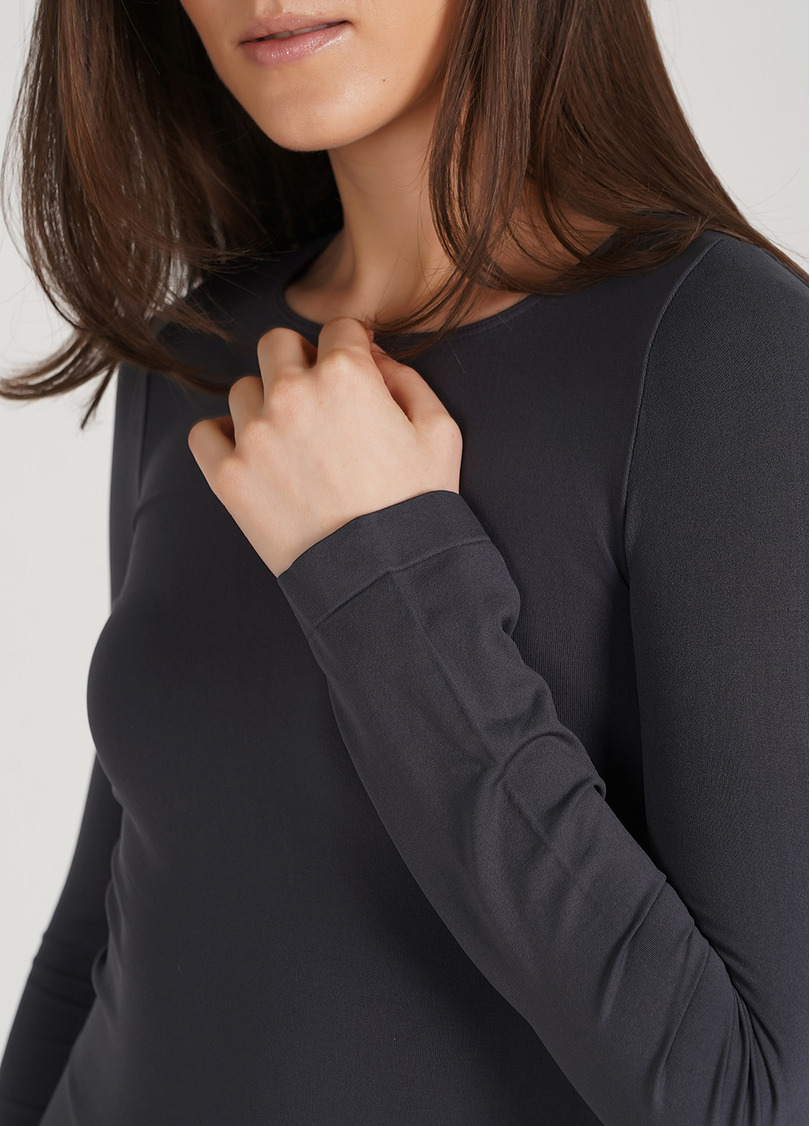 Безшовний лонгслів з круглим вирізом MAGLIA SCOLLO TONDO MANICA LUNGA ashes (сірий)