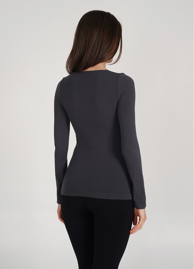 Безшовний лонгслів з круглим вирізом MAGLIA SCOLLO TONDO MANICA LUNGA ashes (сірий)