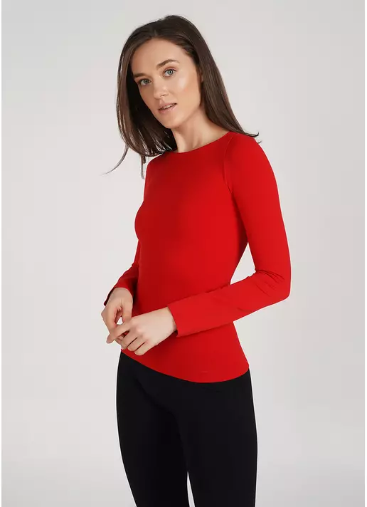 Бесшовный лонгслив с круглым вырезом MAGLIA SCOLLO TONDO MANICA LUNGA aurora red (красный)