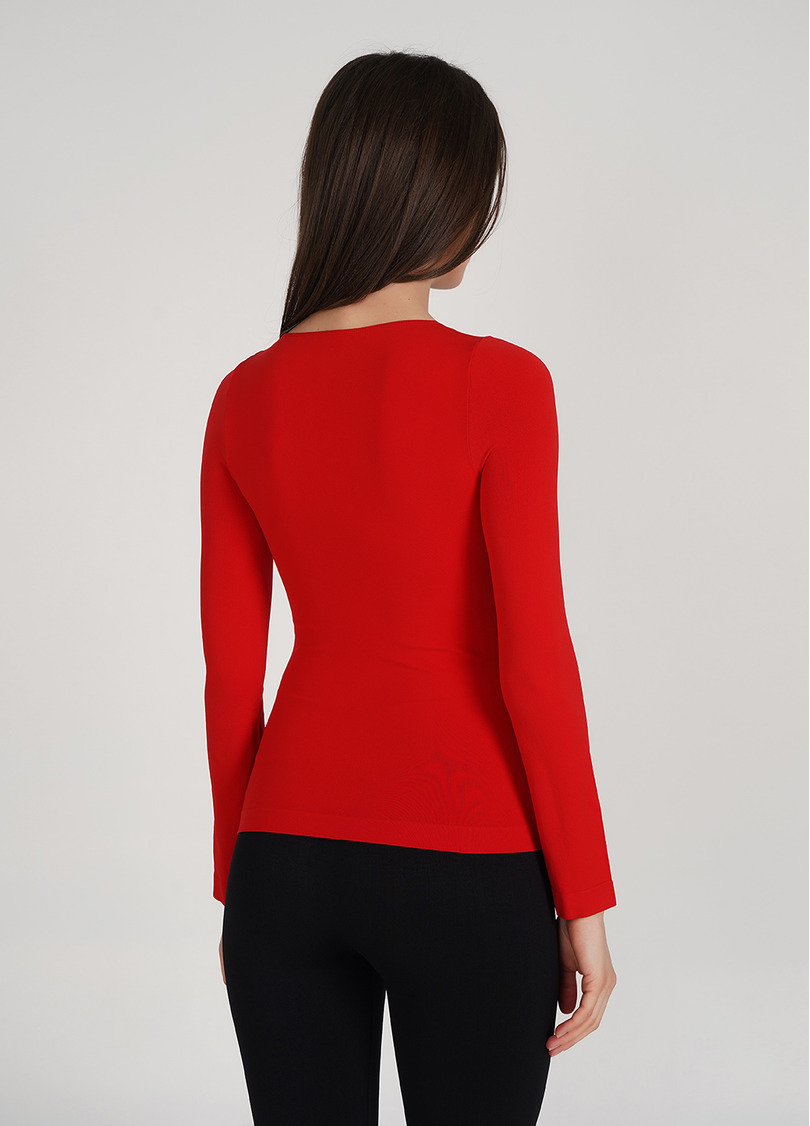 Безшовний лонгслів з круглим вирізом MAGLIA SCOLLO TONDO MANICA LUNGA aurora red (червоний)