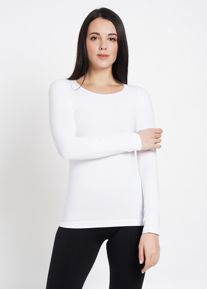 Бесшовный лонгслив с круглым вырезом MAGLIA SCOLLO TONDO MANICA LUNGA bianco (белый)