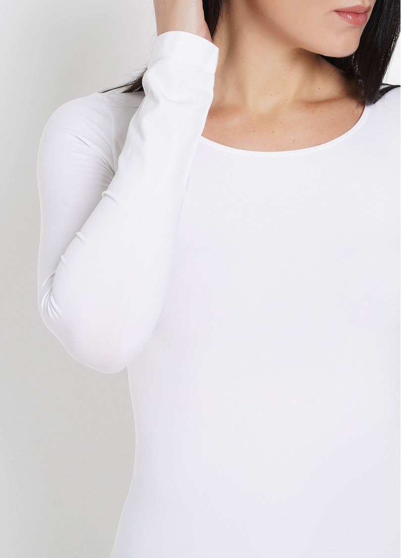 Безшовний лонгслів з круглим вирізом MAGLIA SCOLLO TONDO MANICA LUNGA bianco (білий)