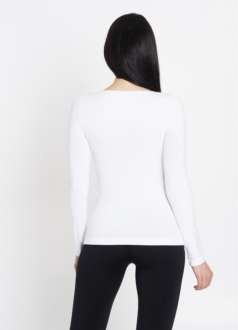 Безшовний лонгслів з круглим вирізом MAGLIA SCOLLO TONDO MANICA LUNGA bianco (білий)