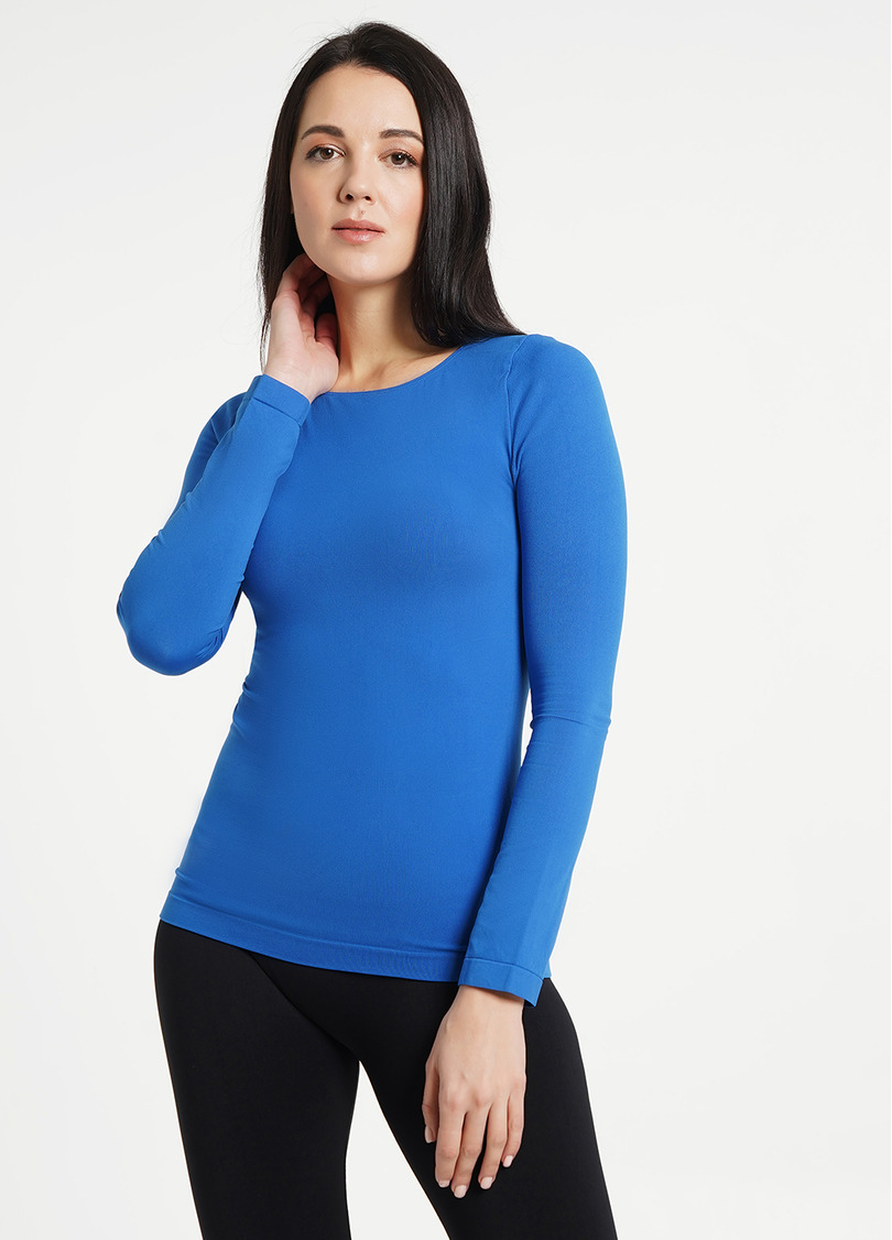 Безшовний лонгслів з круглим вирізом MAGLIA SCOLLO TONDO MANICA LUNGA classic blue (синій)