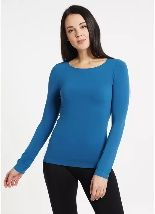 Бесшовный лонгслив с круглым вырезом MAGLIA SCOLLO TONDO MANICA LUNGA dark turquoise (синий)
