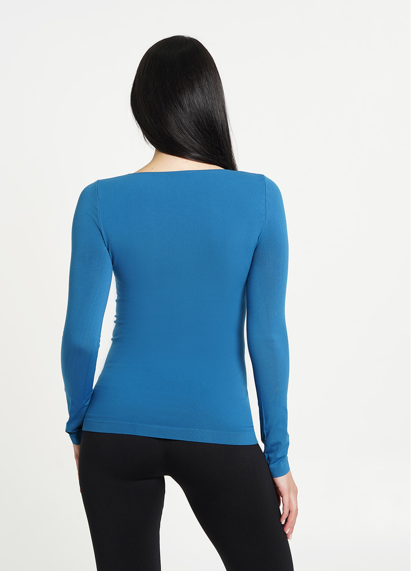 Бесшовный лонгслив с круглым вырезом MAGLIA SCOLLO TONDO MANICA LUNGA dark turquoise (синий)
