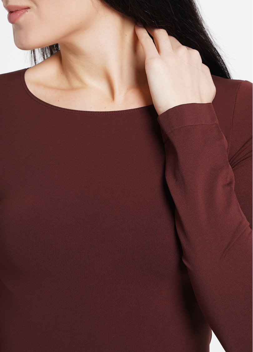 Безшовний лонгслів з круглим вирізом MAGLIA SCOLLO TONDO MANICA LUNGA mustag (коричневий)