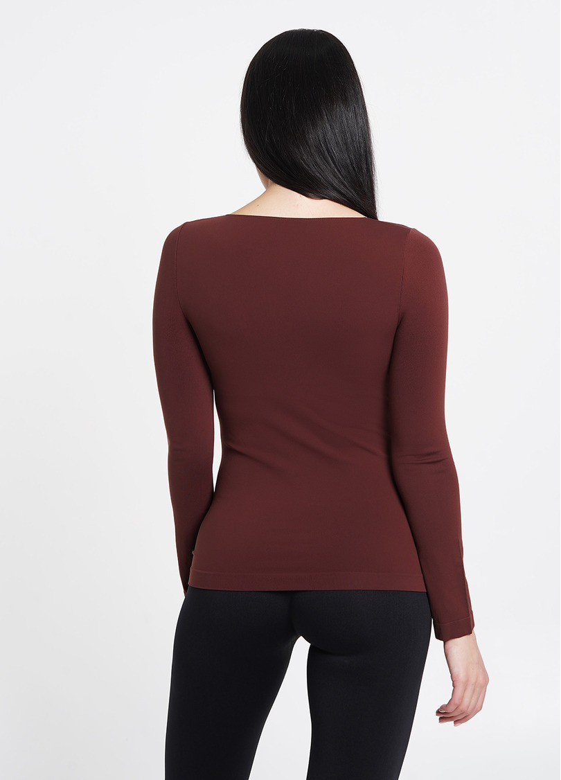 Безшовний лонгслів з круглим вирізом MAGLIA SCOLLO TONDO MANICA LUNGA mustag (коричневий)