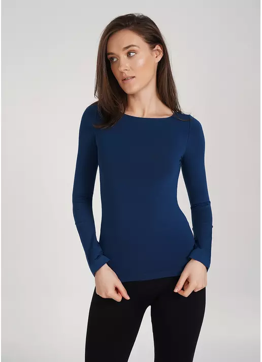 Бесшовный лонгслив с круглым вырезом MAGLIA SCOLLO TONDO MANICA LUNGA navy peony (синий)