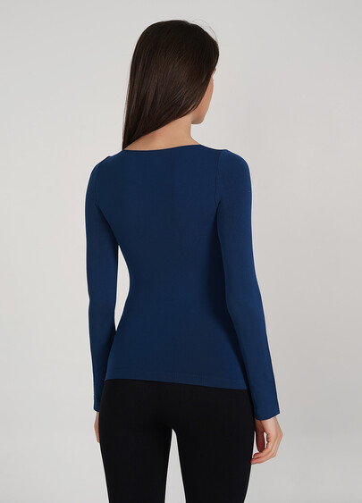 Бесшовный лонгслив с круглым вырезом MAGLIA SCOLLO TONDO MANICA LUNGA navy peony (синий)