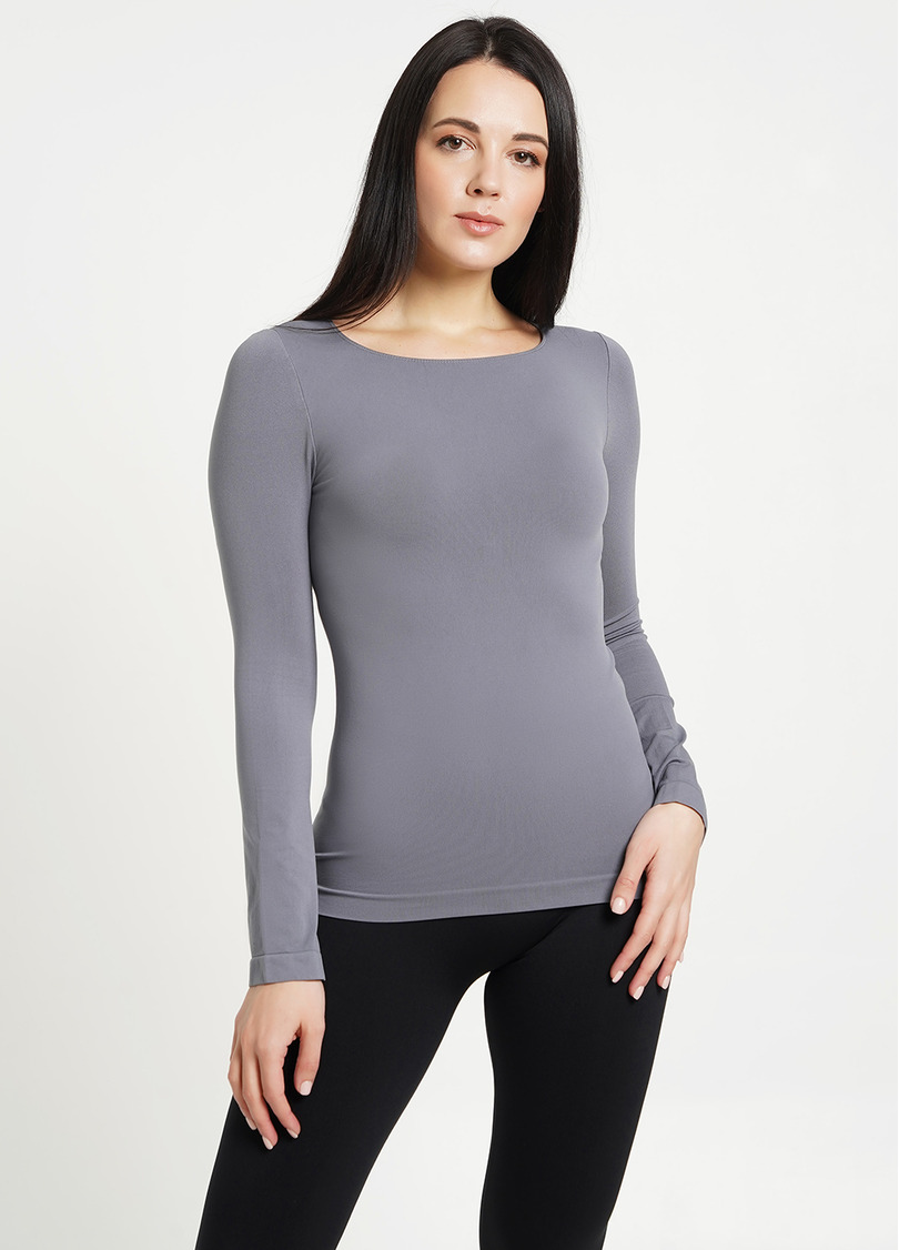 Безшовний лонгслів з круглим вирізом MAGLIA SCOLLO TONDO MANICA LUNGA sharkskin (сірий)