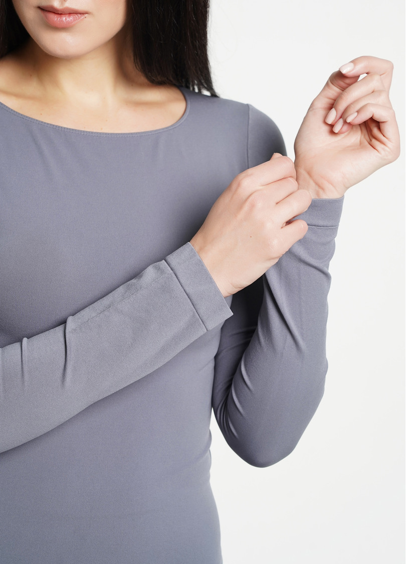 Безшовний лонгслів з круглим вирізом MAGLIA SCOLLO TONDO MANICA LUNGA sharkskin (сірий)