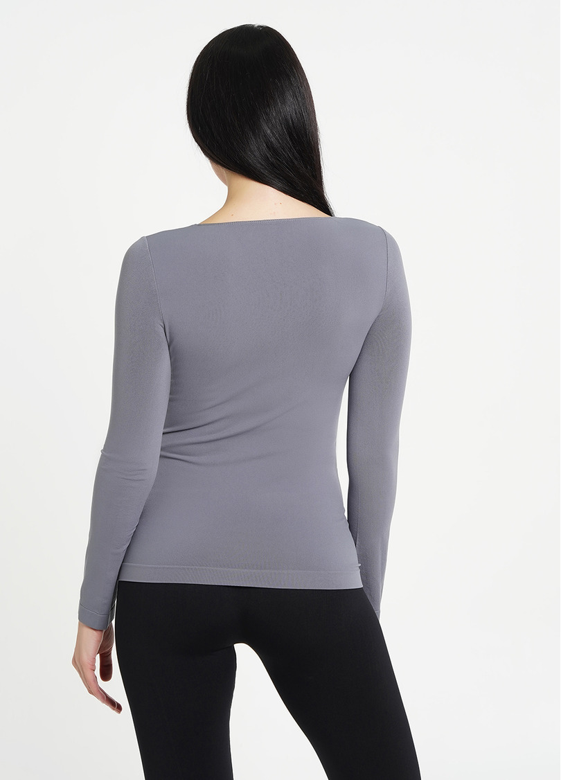 Безшовний лонгслів з круглим вирізом MAGLIA SCOLLO TONDO MANICA LUNGA sharkskin (сірий)