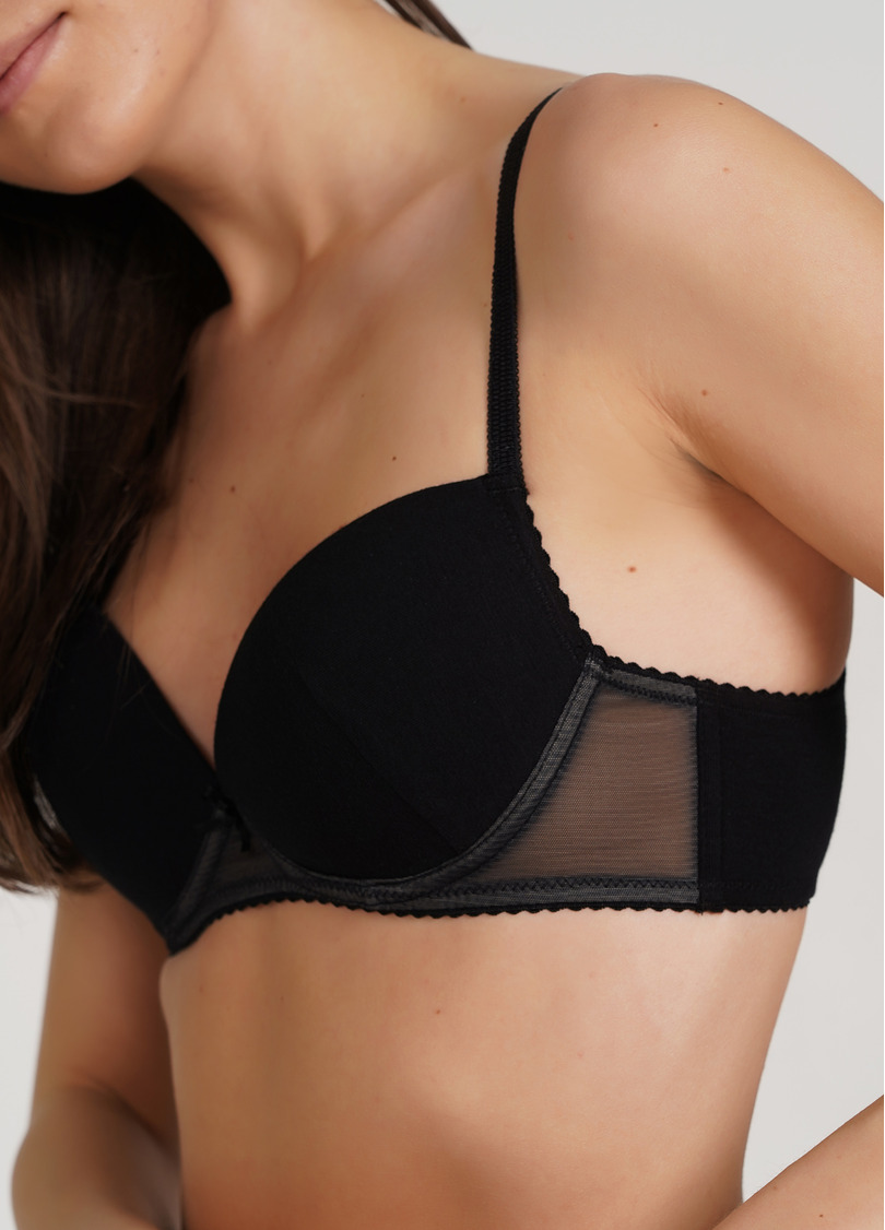 Бюстгальтер Push-up бавовняний з сітчатою вставкою Basic cotton 1106/62 black (чорний)