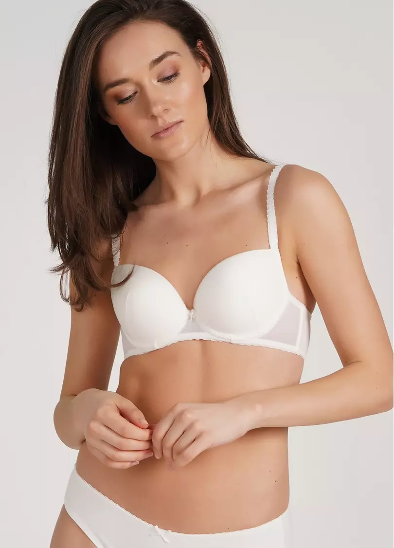 Бюстгальтер Push-up бавовняний з сітчатою вставкою Basic cotton 1106/62 ivory (білий)