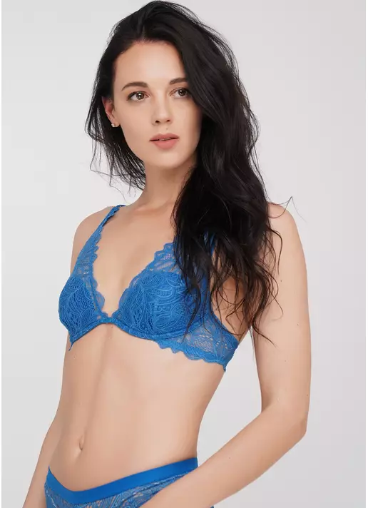 Кружевной бюстгальтер холтер с наполнителем и на косточках Blue forest 1252/31 (голубой)