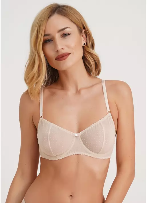 Классический бюстгальтер из сетки в горох Cheril 1610/04 beige (бежевый)