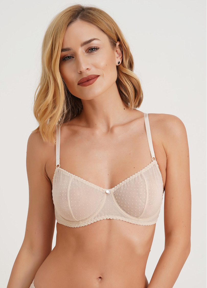 Классический бюстгальтер из сетки в горох Cheril 1610/04 beige (бежевый)