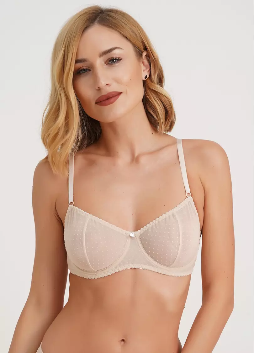 Классический бюстгальтер из сетки в горох Cheril 1610/04 beige (бежевый)