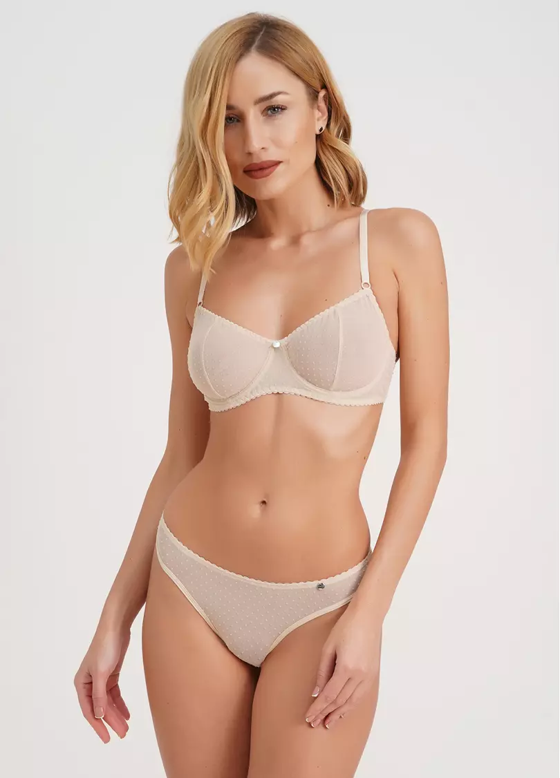 Классический бюстгальтер из сетки в горох Cheril 1610/04 beige (бежевый)