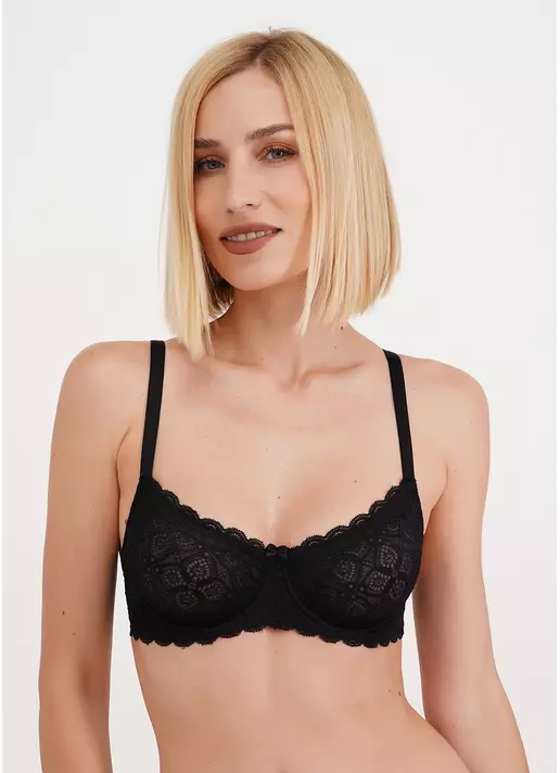 Бюстгальтер кружевной с косточками Cloe 1614/31 black (черный)